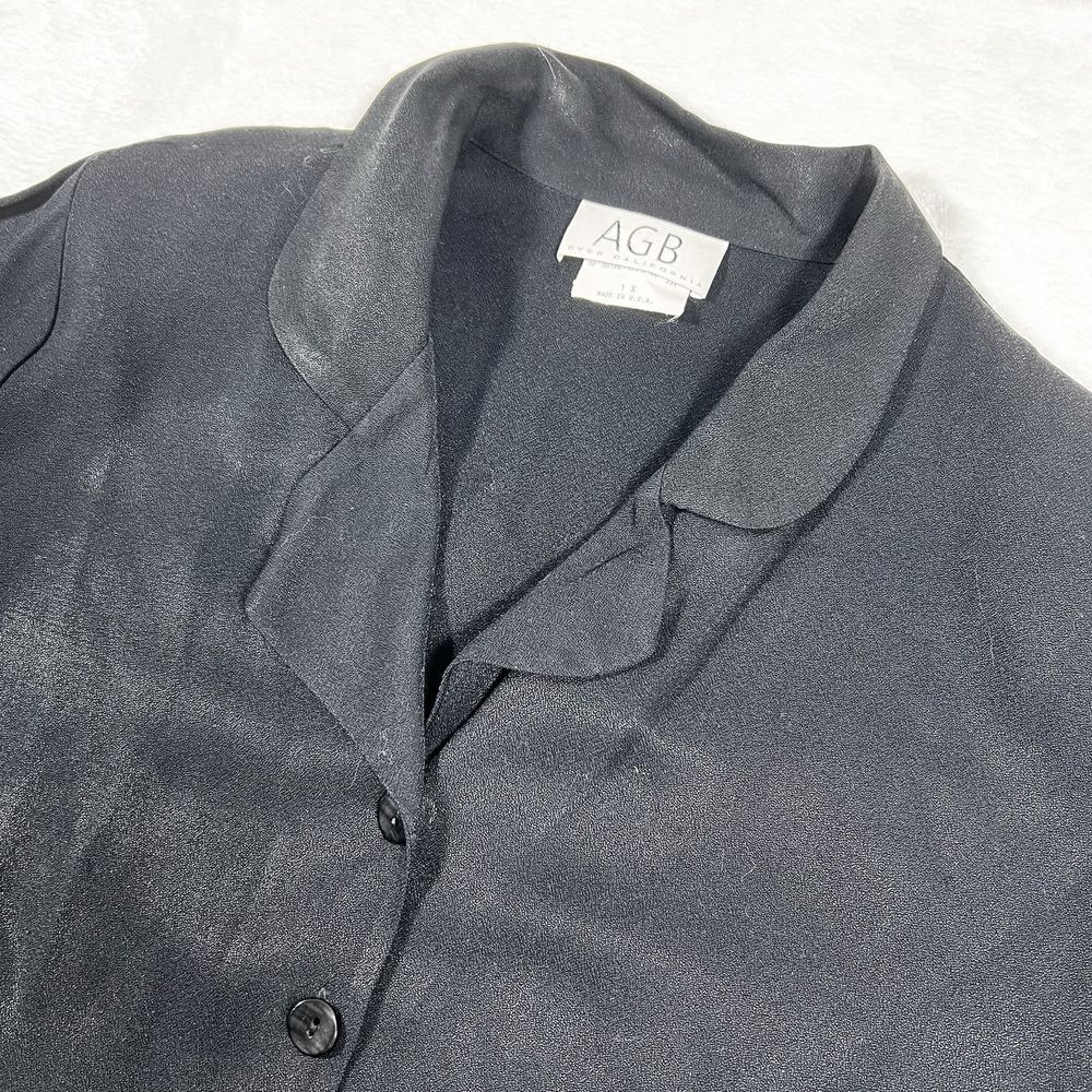 AGB Byer California‎ Jacket Womens 1X Black Short Sleeve Button Up Blazer Y2K